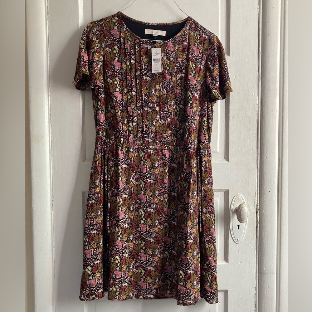 LOFT Colorful Drawstring Mini Dress - Picture 6 of 10